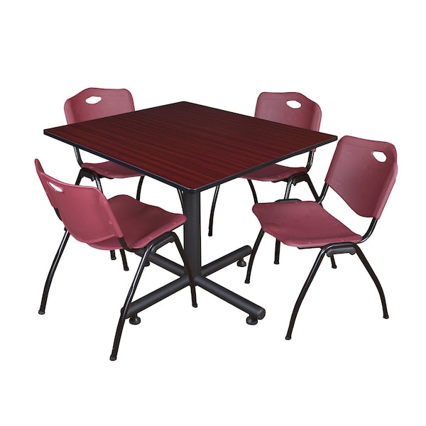 Square Tables > Breakroom Tables > Kobe Square Table & Chair Sets, 48 W, 48 L, 29 H, Mahogany