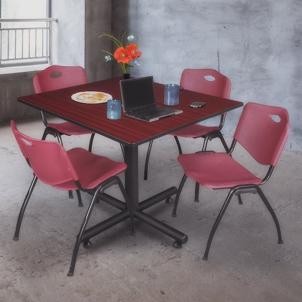 Square Tables > Breakroom Tables > Kobe Square Table & Chair Sets, 48 W, 48 L, 29 H, Mahogany