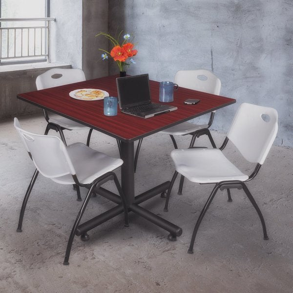 Square Tables > Breakroom Tables > Kobe Square Table & Chair Sets, 48 W, 48 L, 29 H, Mahogany