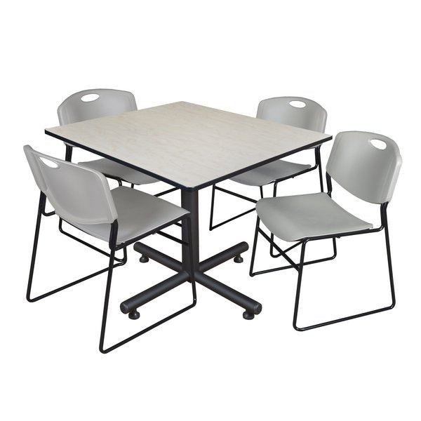Square Tables > Breakroom Tables > Kobe Square Table & Chair Sets, 48 W, 48 L, 29 H, Maple