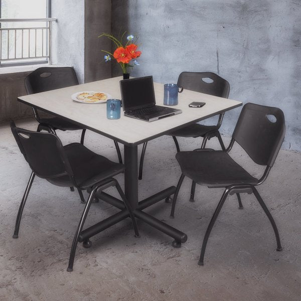 Square Tables > Breakroom Tables > Kobe Square Table & Chair Sets, 48 W, 48 L, 29 H, Maple