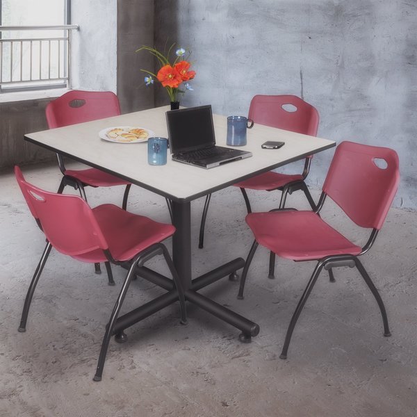 Square Tables > Breakroom Tables > Kobe Square Table & Chair Sets, 48 W, 48 L, 29 H, Maple