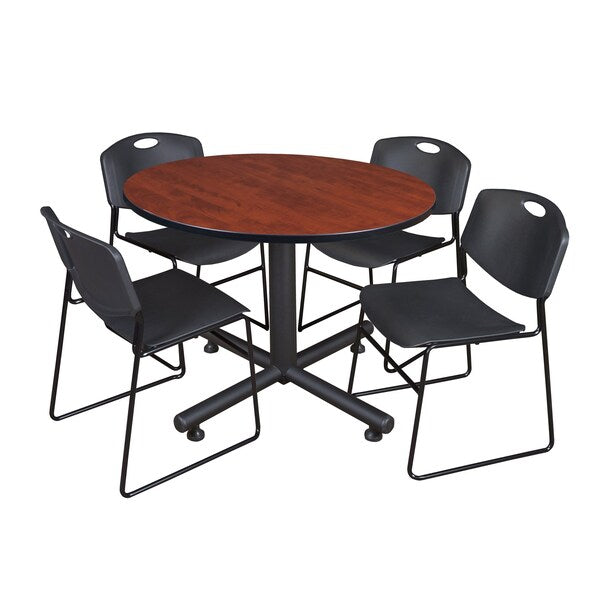 Round Tables > Breakroom Tables > Kobe Round Table & Chair Sets, 48 W, 48 L, 29 H, Cherry