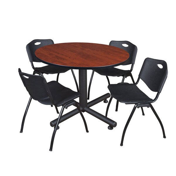 Round Tables > Breakroom Tables > Kobe Round Table & Chair Sets, 48 W, 48 L, 29 H, Cherry