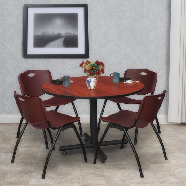 Round Tables > Breakroom Tables > Kobe Round Table & Chair Sets, 48 W, 48 L, 29 H, Cherry