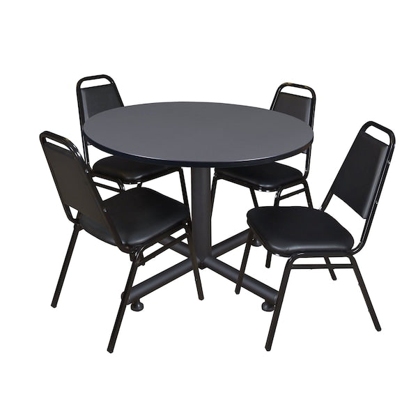 Round Tables > Breakroom Tables > Kobe Round Table & Chair Sets, 48 W, 48 L, 29 H, Grey