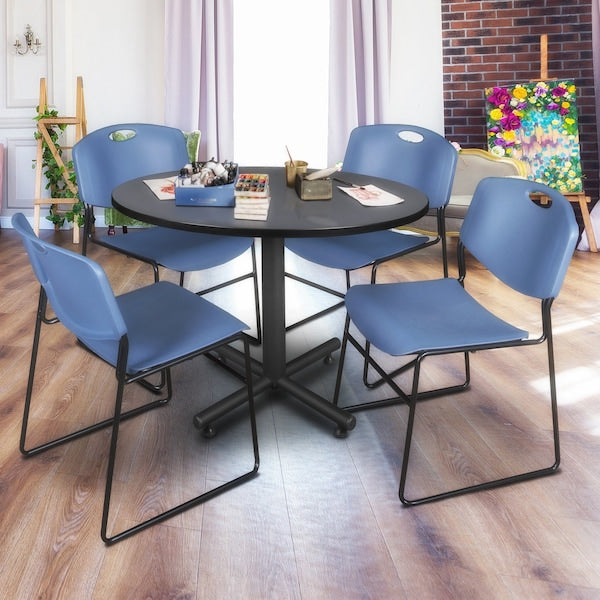 Round Tables > Breakroom Tables > Kobe Round Table & Chair Sets, 48 W, 48 L, 29 H, Grey