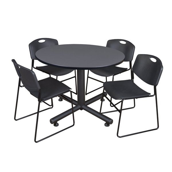 Round Tables > Breakroom Tables > Kobe Round Table & Chair Sets, 48 W, 48 L, 29 H, Grey