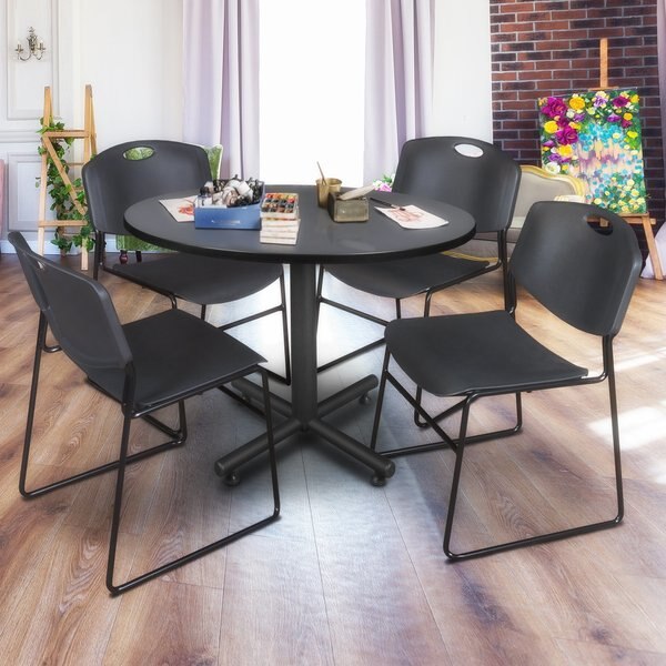 Round Tables > Breakroom Tables > Kobe Round Table & Chair Sets, 48 W, 48 L, 29 H, Grey