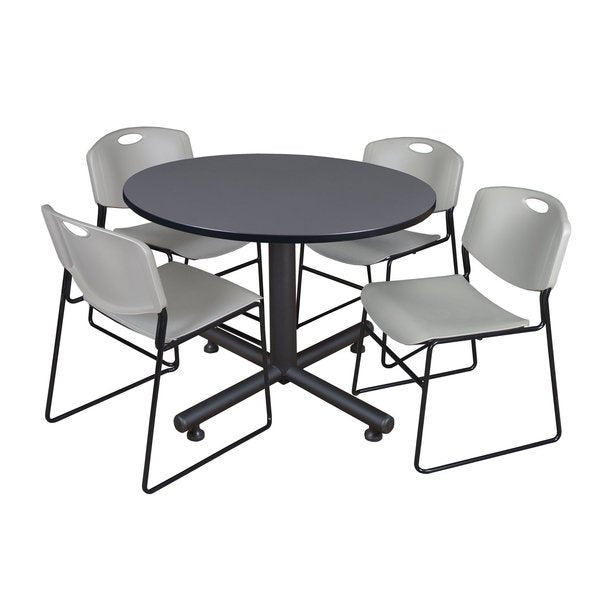 Round Tables > Breakroom Tables > Kobe Round Table & Chair Sets, 48 W, 48 L, 29 H, Grey