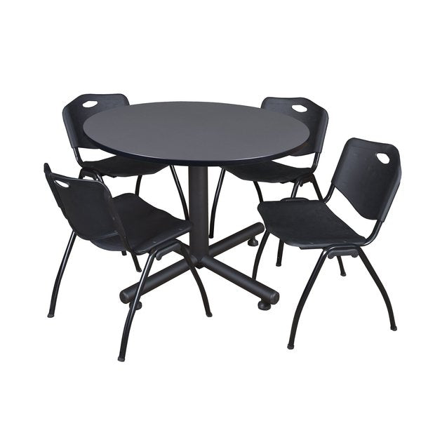 Round Tables > Breakroom Tables > Kobe Round Table & Chair Sets, 48 W, 48 L, 29 H, Grey