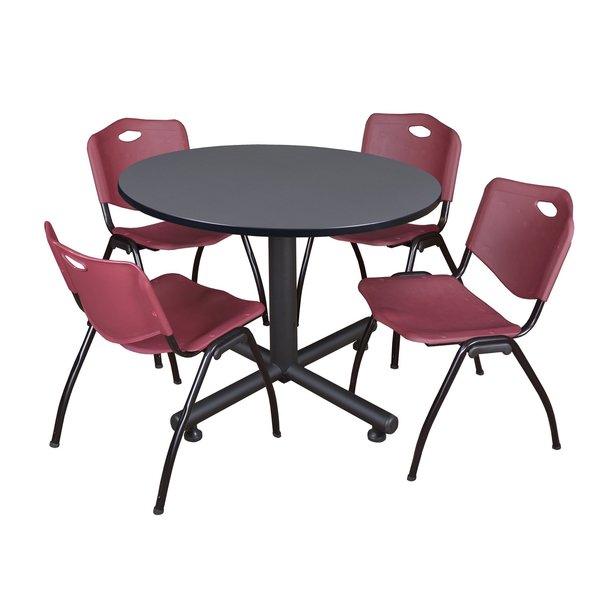 Round Tables > Breakroom Tables > Kobe Round Table & Chair Sets, 48 W, 48 L, 29 H, Grey