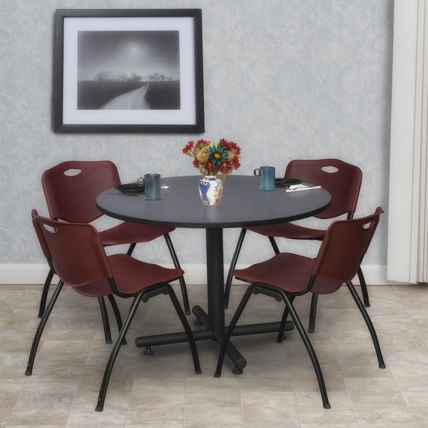 Round Tables > Breakroom Tables > Kobe Round Table & Chair Sets, 48 W, 48 L, 29 H, Grey