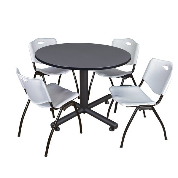 Round Tables > Breakroom Tables > Kobe Round Table & Chair Sets, 48 W, 48 L, 29 H, Grey