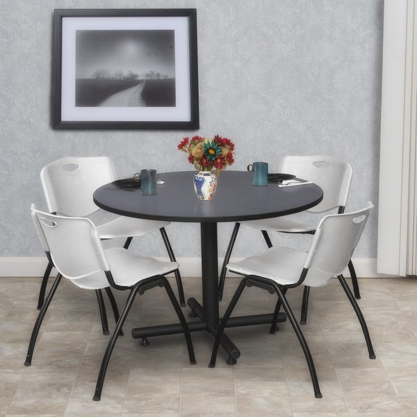 Round Tables > Breakroom Tables > Kobe Round Table & Chair Sets, 48 W, 48 L, 29 H, Grey