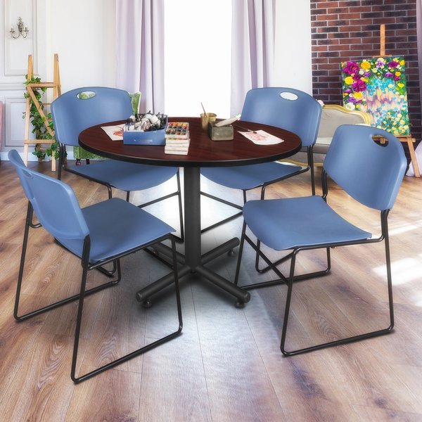 Round Tables > Breakroom Tables > Kobe Round Table & Chair Sets, 48 W, 48 L, 29 H, Mahogany