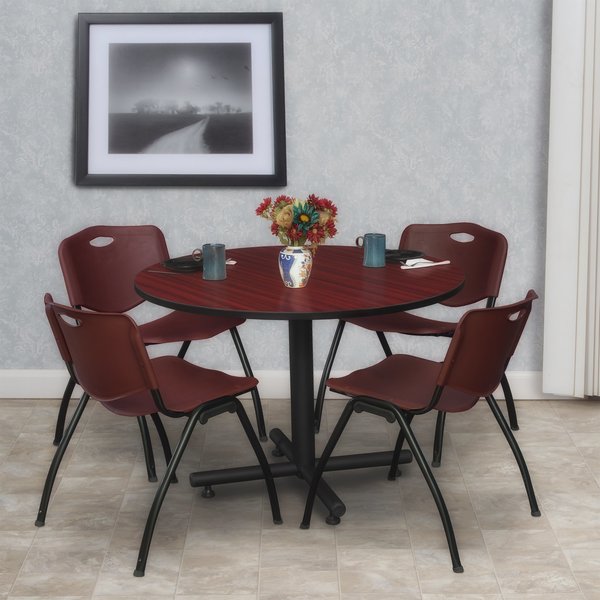 Round Tables > Breakroom Tables > Kobe Round Table & Chair Sets, 48 W, 48 L, 29 H, Mahogany