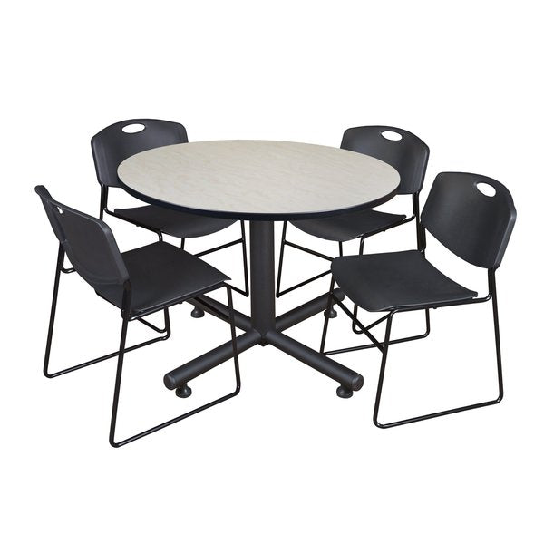 Round Tables > Breakroom Tables > Kobe Round Table & Chair Sets, 48 W, 48 L, 29 H, Maple
