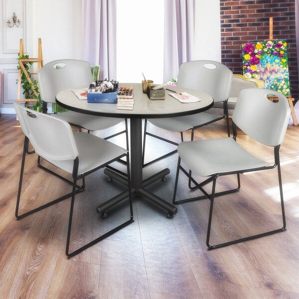Round Tables > Breakroom Tables > Kobe Round Table & Chair Sets, 48 W, 48 L, 29 H, Maple