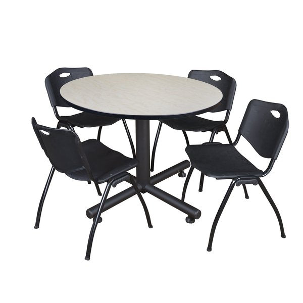 Round Tables > Breakroom Tables > Kobe Round Table & Chair Sets, 48 W, 48 L, 29 H, Maple