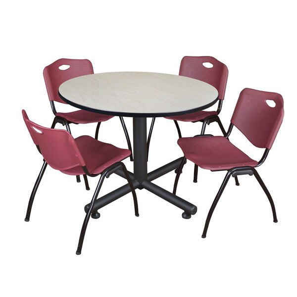 Round Tables > Breakroom Tables > Kobe Round Table & Chair Sets, 48 W, 48 L, 29 H, Maple