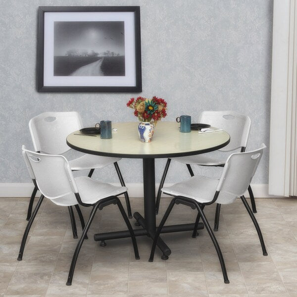 Round Tables > Breakroom Tables > Kobe Round Table & Chair Sets, 48 W, 48 L, 29 H, Maple
