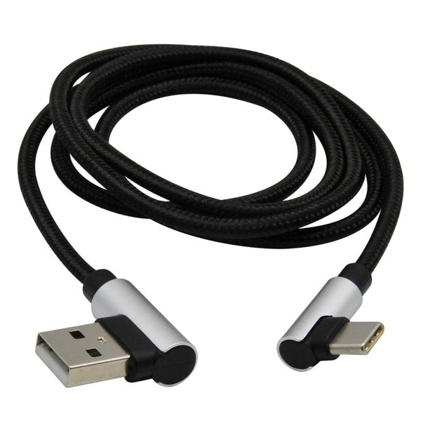 Right Angle USB-C Cable Silver/Black, 3