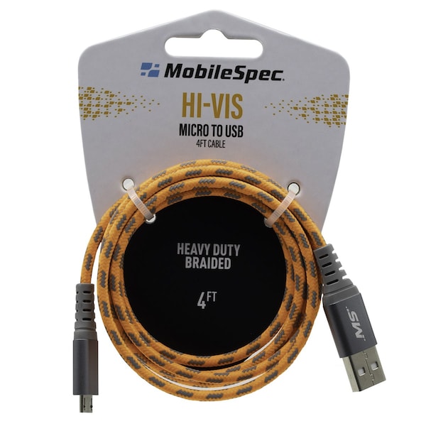 Hi-Vis 4Ft Micro To Usb Cable, Orange
