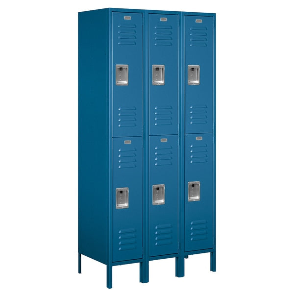 Wardrobe Locker, 36 in W, 18 in D, 78 in H, (3) Wide, (6) Openings, Blue