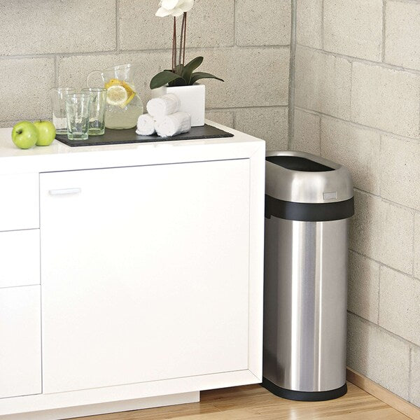 132 gal Open Can, Brushed, Stainless Steel