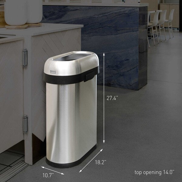 132 gal Open Can, Brushed, Stainless Steel