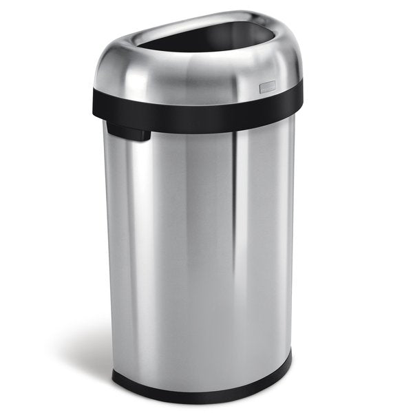 16 gal Round Open Can, Brushed, Stainless Steel