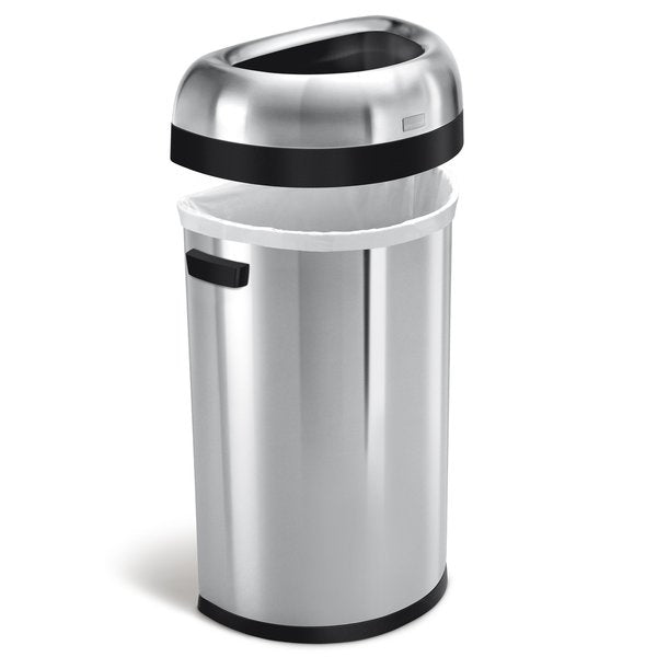 16 gal Round Open Can, Brushed, Stainless Steel