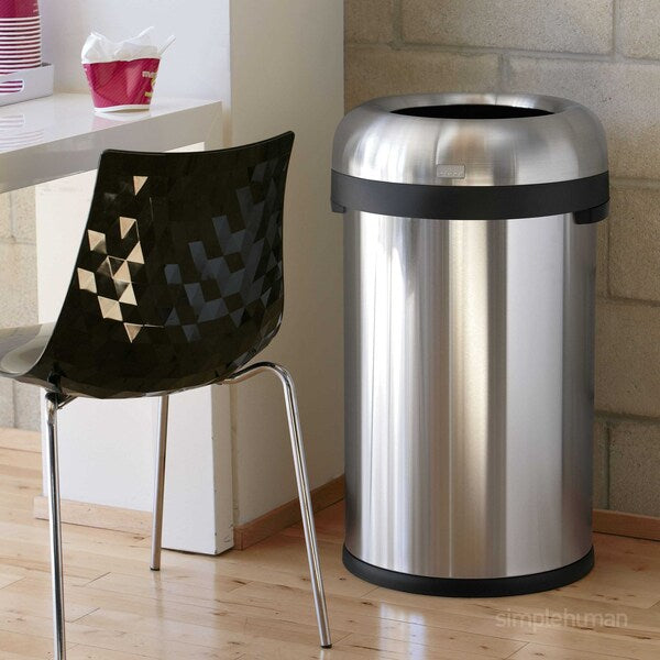 21 gal Open Can, Brushed, Stainless Steel