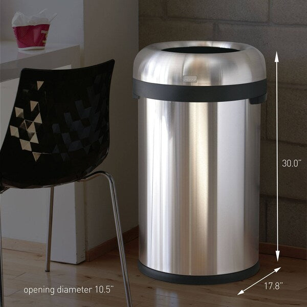 21 gal Open Can, Brushed, Stainless Steel