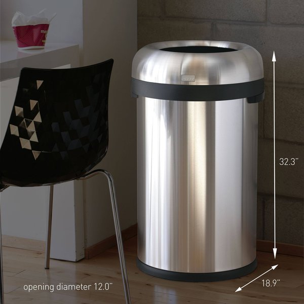 30 gal Open Can, Brushed, Stainless Steel