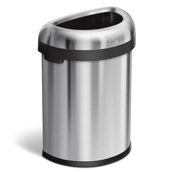 211 gal Semi-Round Open Can, Brushed, Stainless Steel