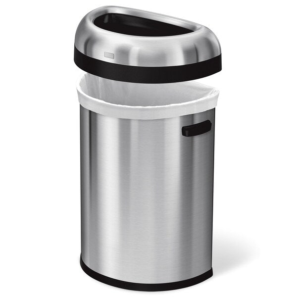 211 gal Semi-Round Open Can, Brushed, Stainless Steel