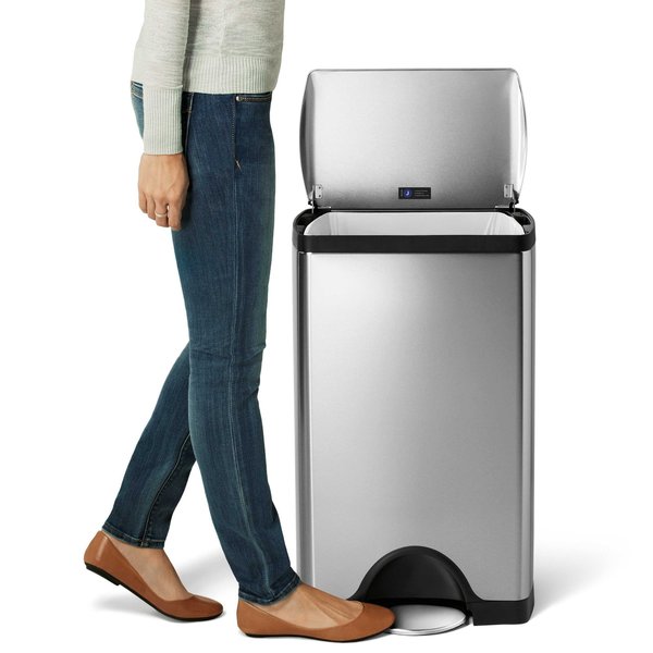 10 gal Rectangular Step Can, Brushed, Stainless Steel