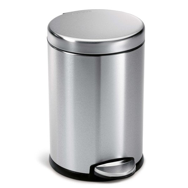 12 gal Round Bathroom Step Can, Brushed, Stainless Steel