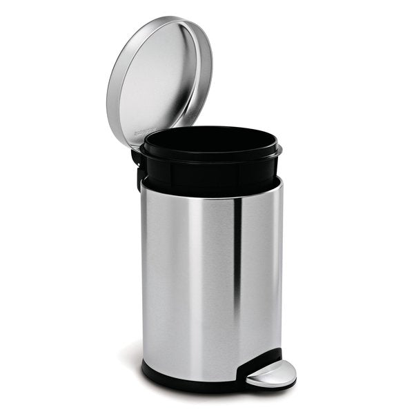 12 gal Round Bathroom Step Can, Brushed, Stainless Steel