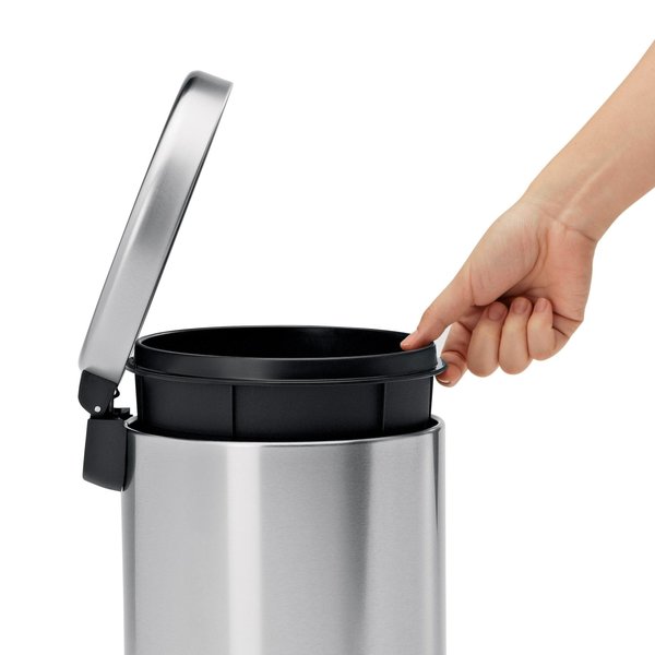 12 gal Round Bathroom Step Can, Brushed, Stainless Steel