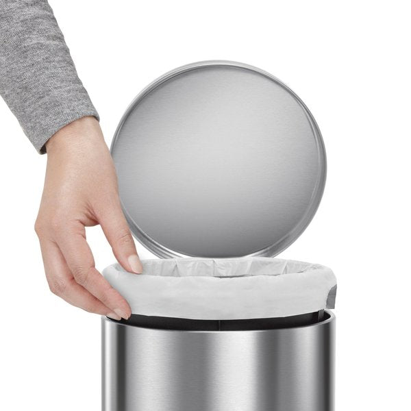 12 gal Round Bathroom Step Can, Brushed, Stainless Steel