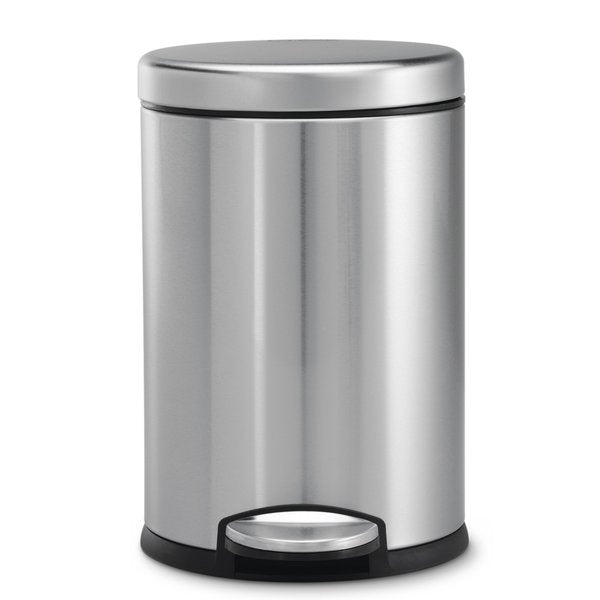 12 gal Round Bathroom Step Can, Brushed, Stainless Steel
