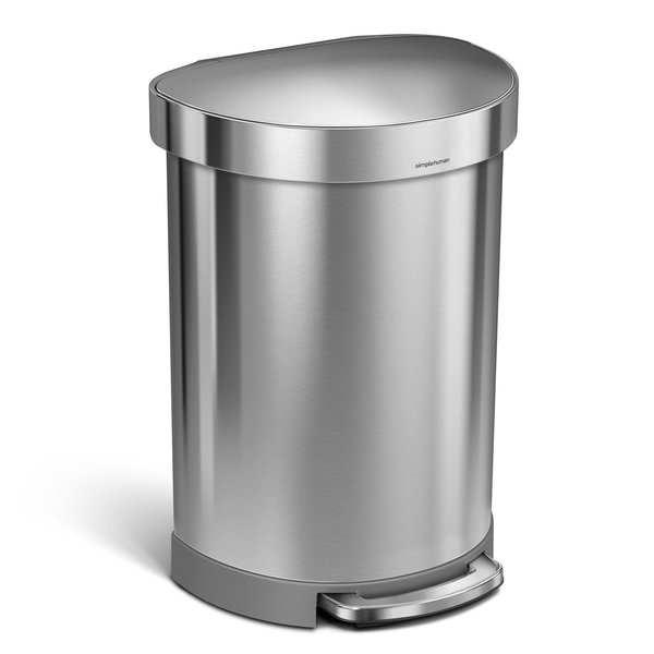 60 L Semi-Round Step Can, Brushed, Stainless Steel