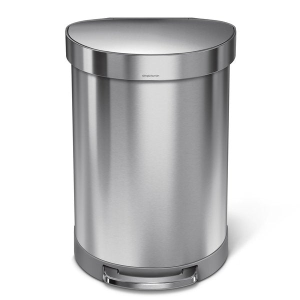 60 L Semi-Round Step Can, Brushed, Stainless Steel