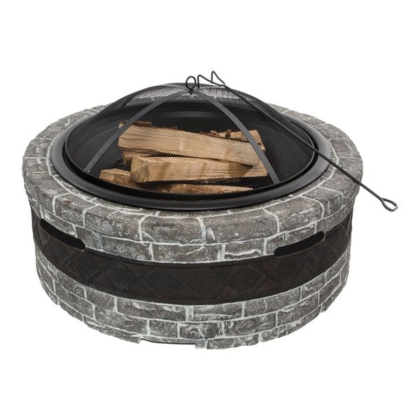 Cast Stone Fire Pit, Charcoal Stone