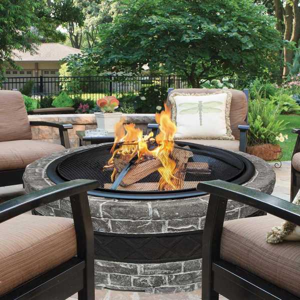 Cast Stone Fire Pit, Charcoal Stone