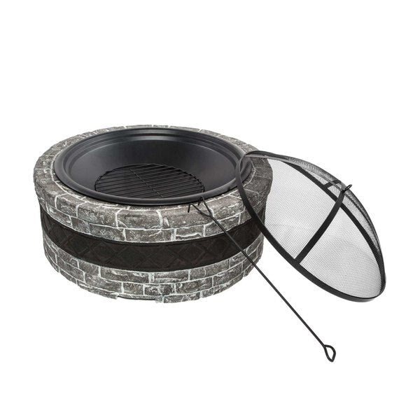 Cast Stone Fire Pit, Charcoal Stone