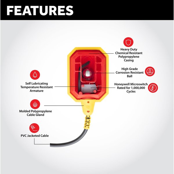 In/Outdoor Pump/High Water Alarm, 120V, 33' Float